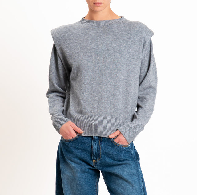 Haveone-Maglia girocollo con spalline - grigio