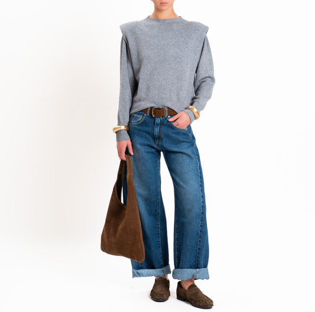 Haveone-Maglia girocollo con spalline - grigio
