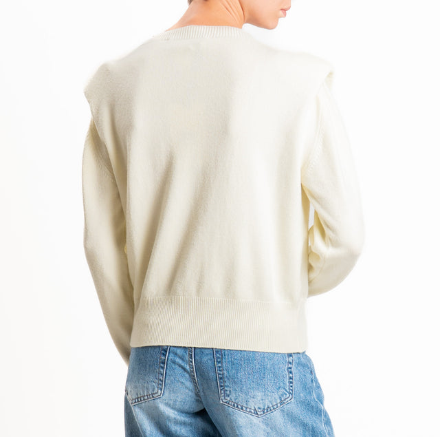 Haveone-Crew neck top with straps - butter yellow