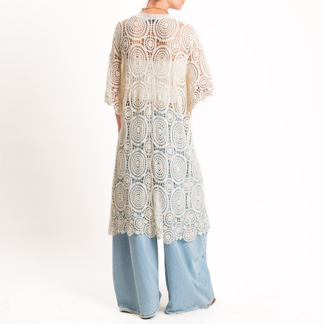 Haveone-Kimono lungo crochet - burro
