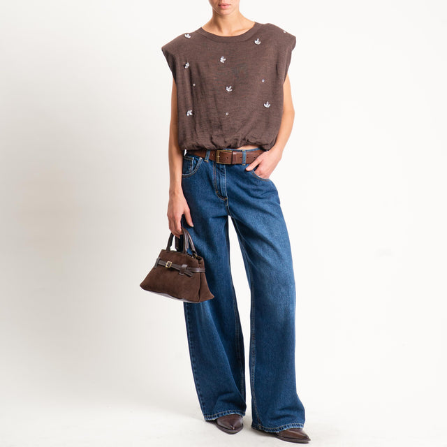 Haveone-Maglia spalline con applicazioni - moro