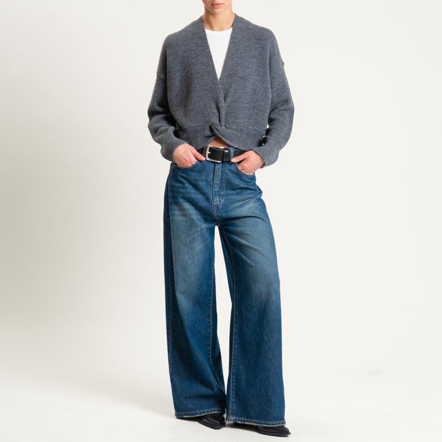 Haveone- Maglia misto alpaca incrociato - antracite