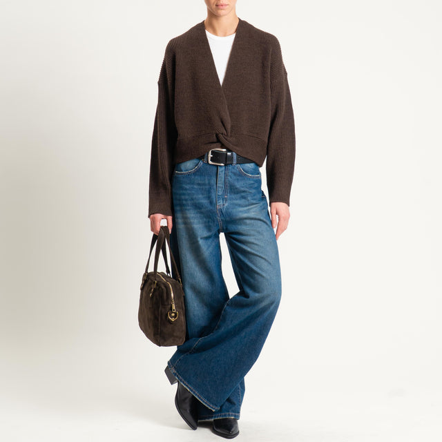 Haveone- Maglia misto alpaca incrociato - moro