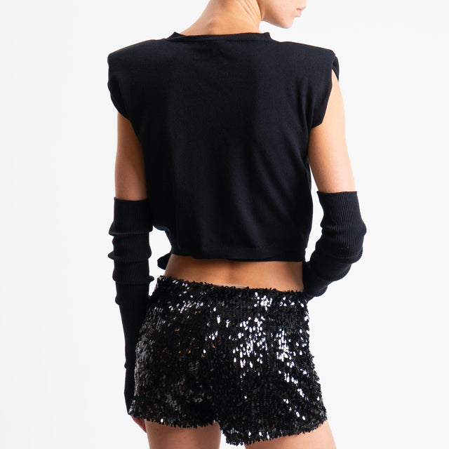 Haveone-Maglia smanicata con spalline + manicotti - nero