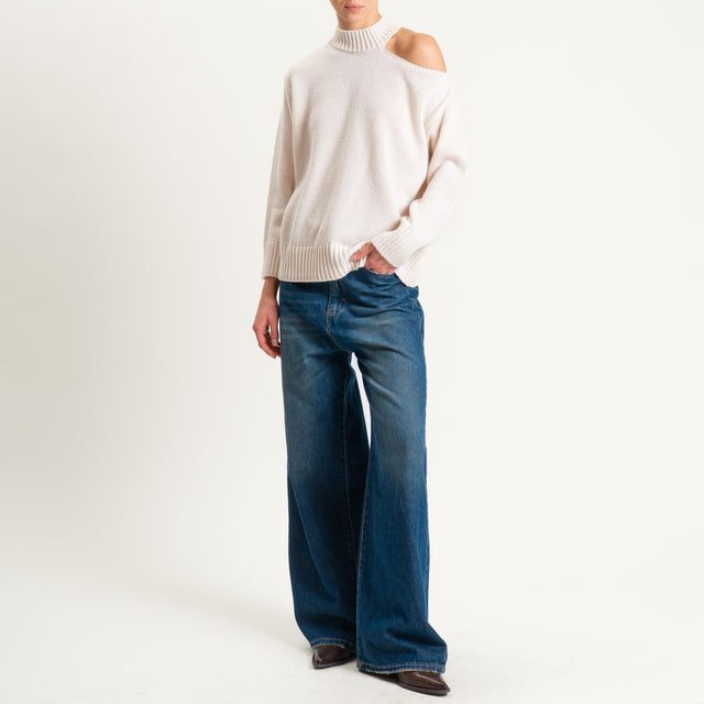 Haveone-Maglia cut out misto alpaca - burro