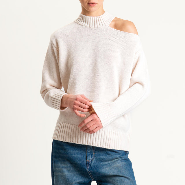 Haveone-Maglia cut out misto alpaca - burro