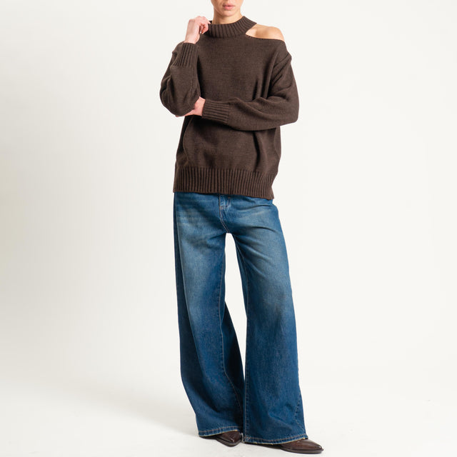 Haveone-Maglia cut out misto alpaca - moro
