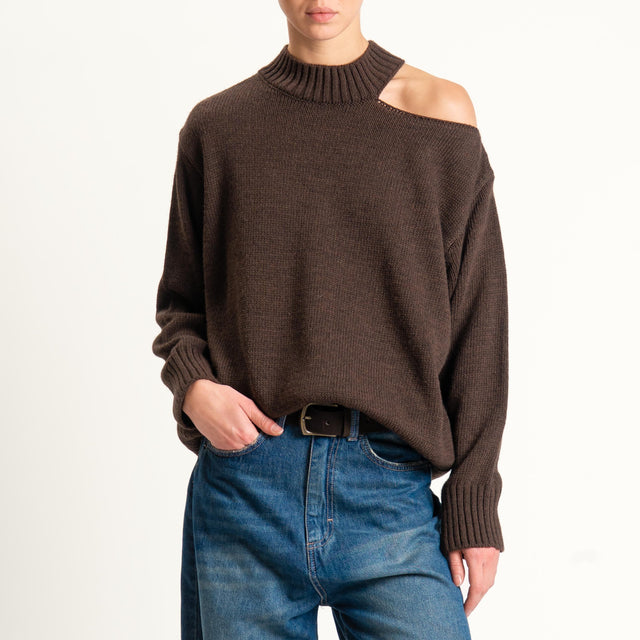 Haveone-Maglia cut out misto alpaca - moro