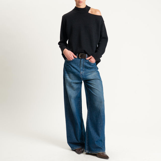 Haveone-Maglia cut out misto alpaca - nero