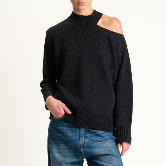 Haveone-Maglia cut out misto alpaca - nero