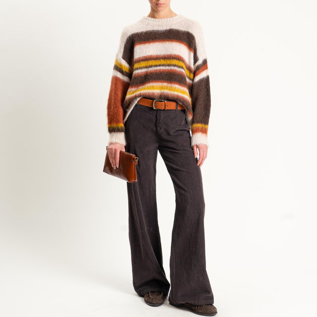 Haveone-Maglia righe misto lana - beige/coccio/moro/senape