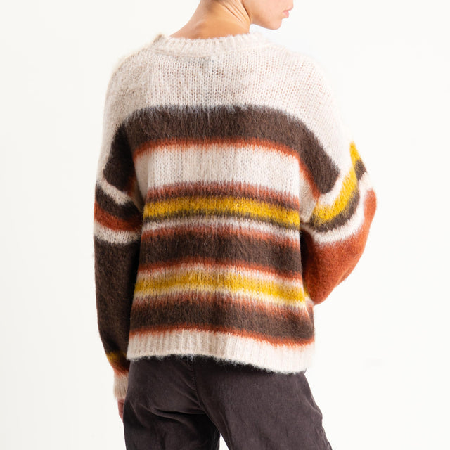 Haveone-Maglia righe misto lana - beige/coccio/moro/senape