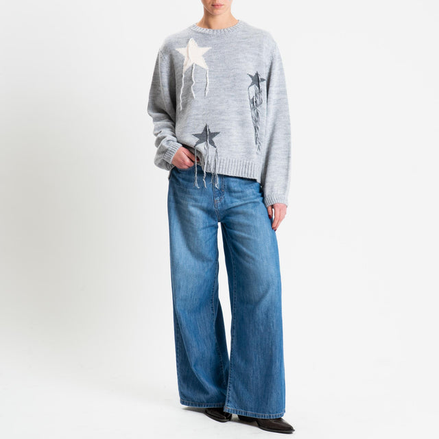 Haveone-Maglia stelle misto alpaca - perla/antracite/burro