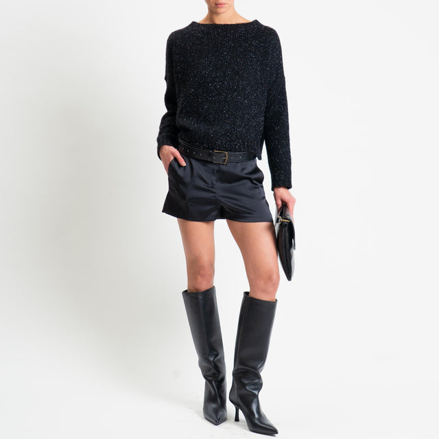 Haveone-Maglia scatola misto lana filo lurex - Nero