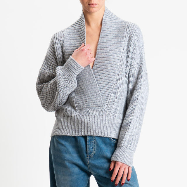 Haveone-Maglia scollo v misto alpaca - grigio perla