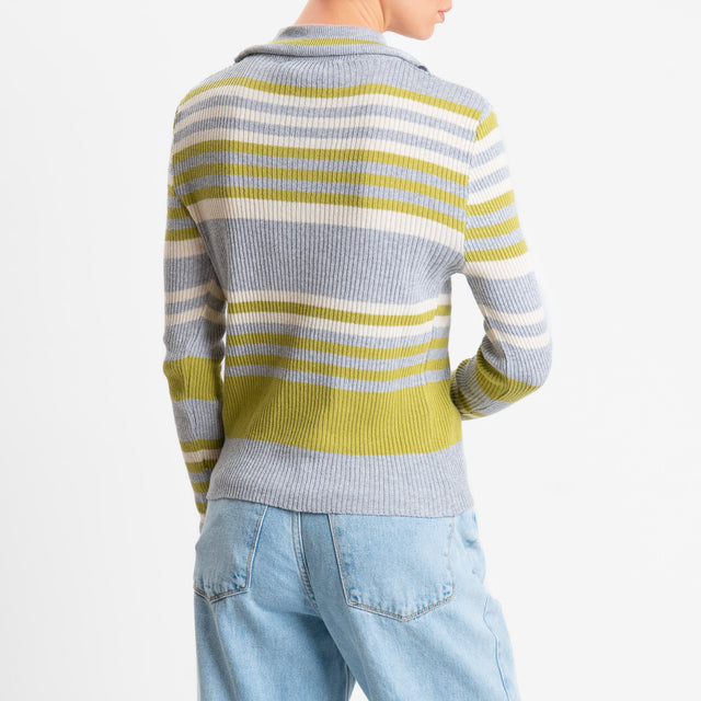 Haveone-Maglia collo pollo a costine - grigio/latte/acido