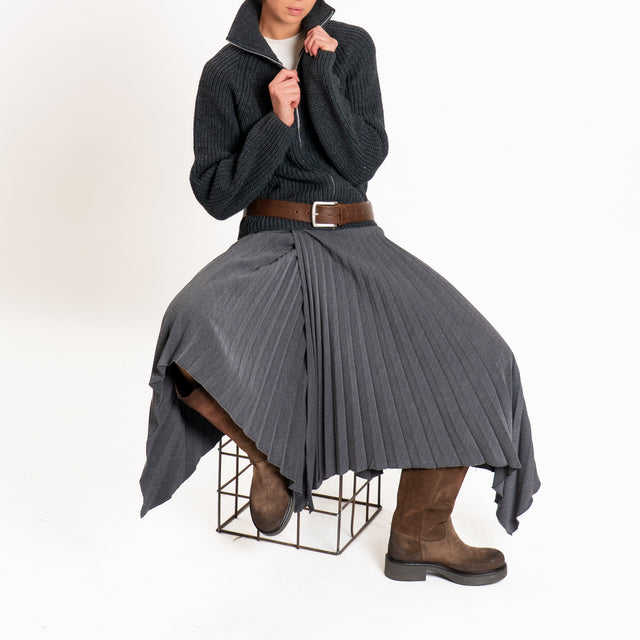 Haveone-Maglia misto lana con zip - antracite