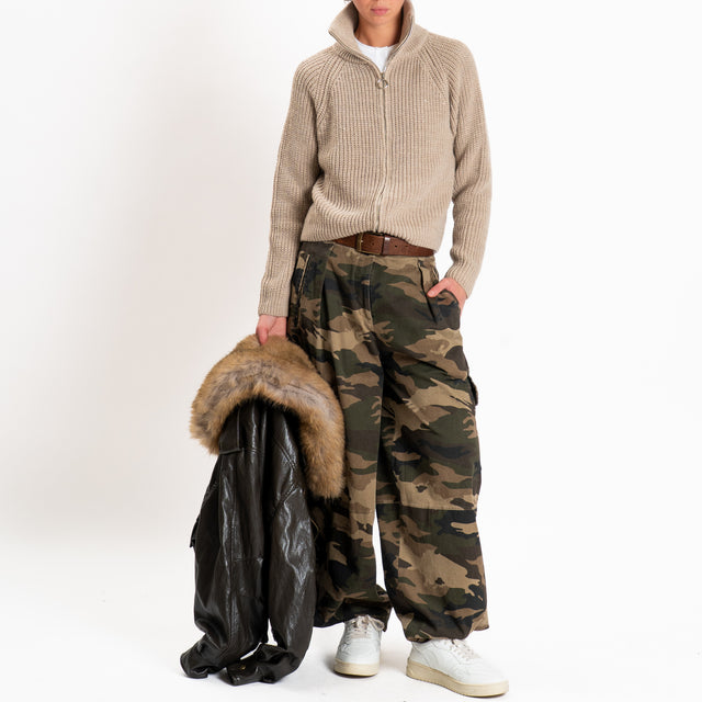 Haveone-Maglia misto lana con zip - beige