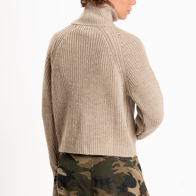 Haveone-Maglia misto lana con zip - beige