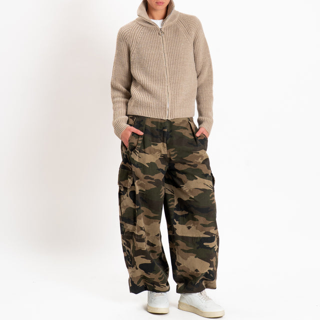 Haveone-Maglia misto lana con zip - beige