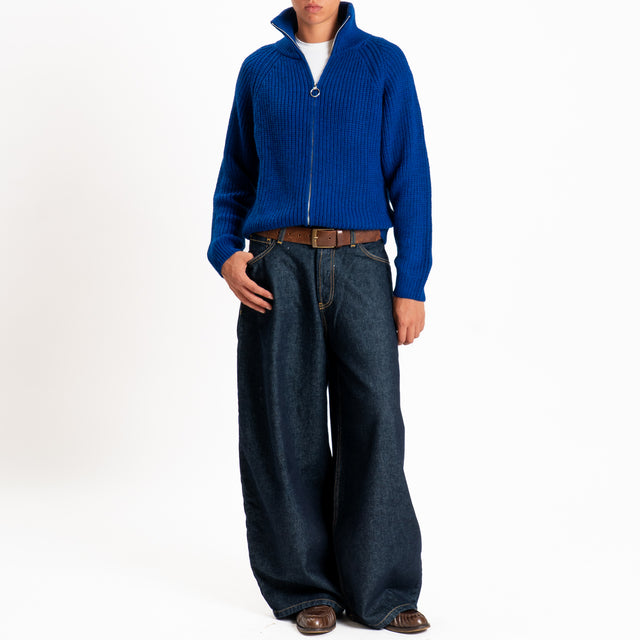 Haveone-Maglia misto lana con zip - bluette