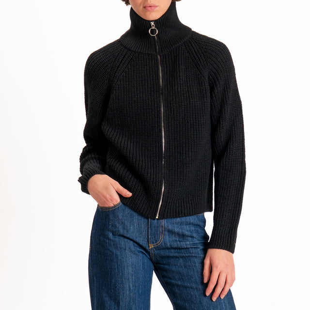 Haveone-Maglia misto lana con zip - nero