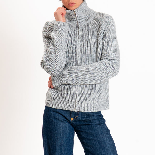 Haveone-Maglia misto lana con zip - perla