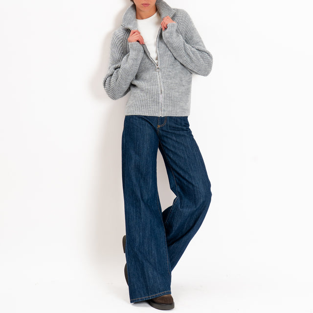 Haveone-Maglia misto lana con zip - perla
