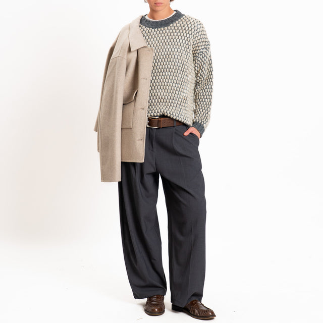 Haveone-Maglia bicolore nido d'ape - grigio scuro/ecru