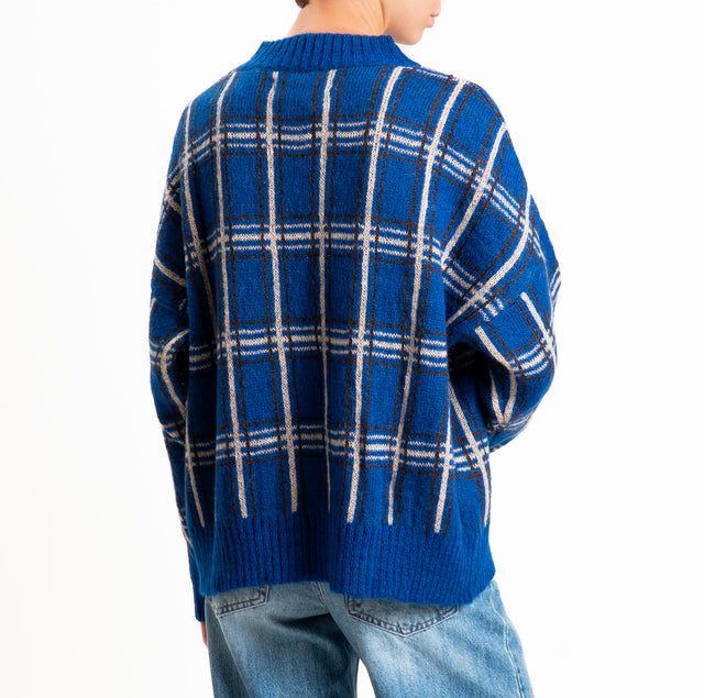 Haveone-Maglia mohair fantasia check - bluette/moro/sand