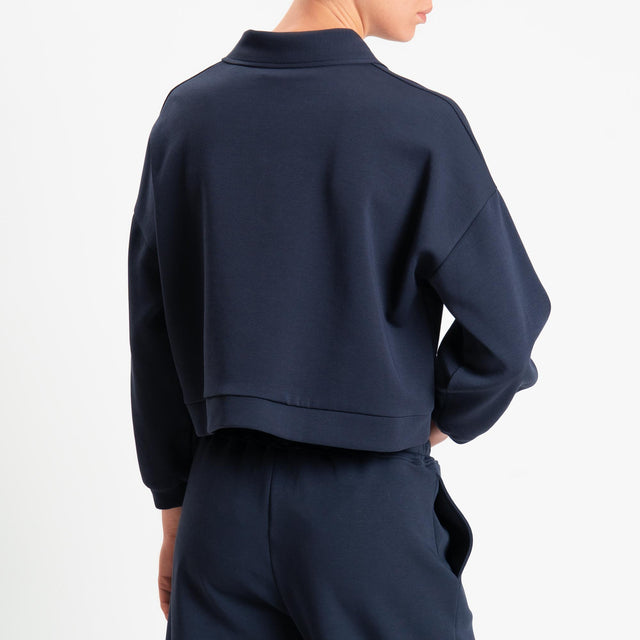 Haveone-Felpa collo polo - blu