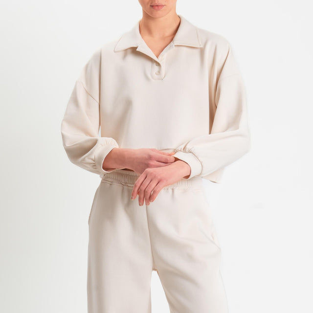 Haveone-Felpa collo polo - panna