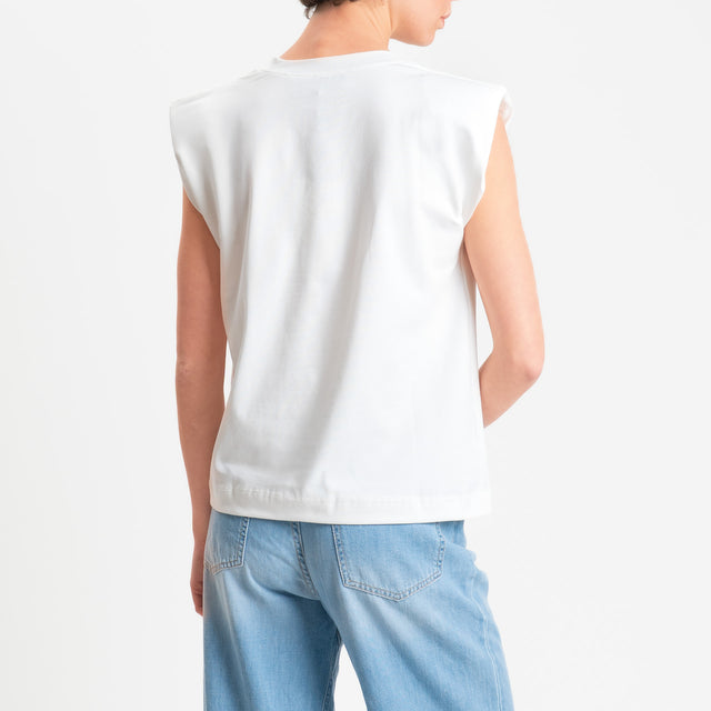 Haveone-T-shirt smanicata con spalline - panna