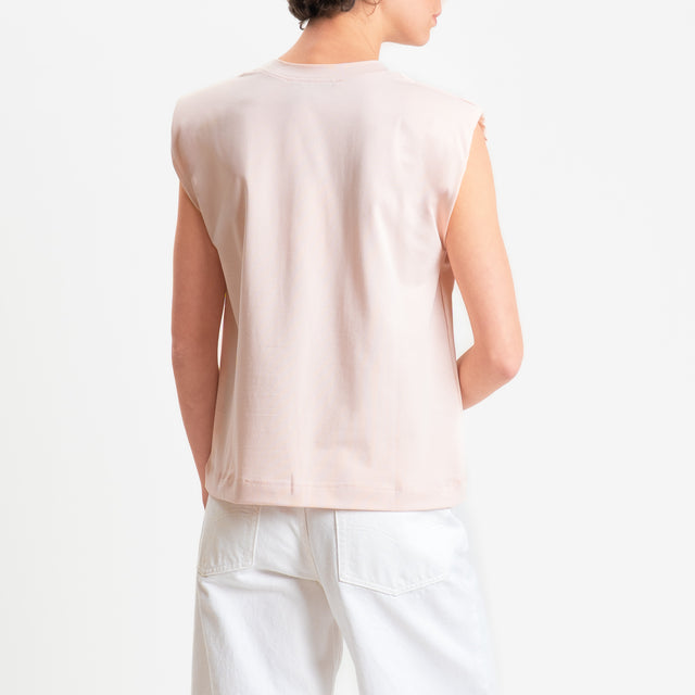 Haveone-T-shirt smanicata con spalline - cipria