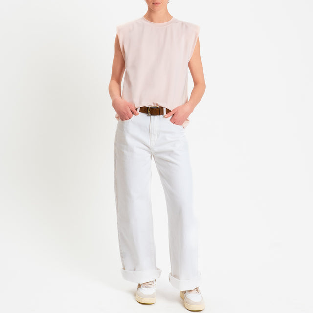 Haveone-T-shirt smanicata con spalline - cipria