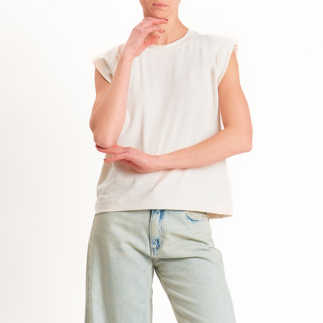 Haveone-T-shirt smanicata con spalline - burro