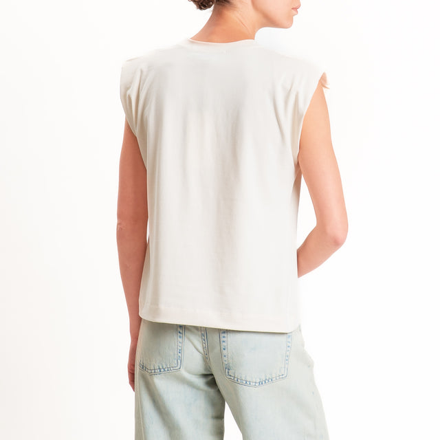 Haveone-T-shirt smanicata con spalline - burro