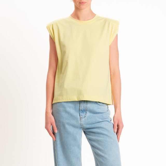 Haveone-T-shirt smanicata con spalline - giallo