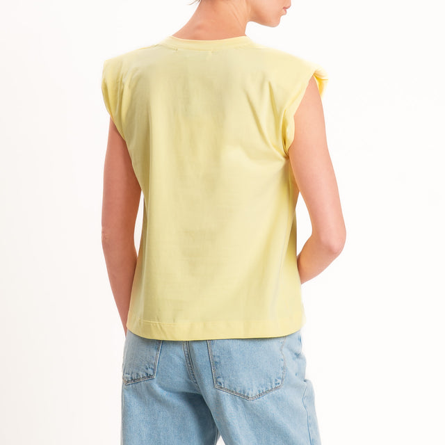 Haveone-T-shirt smanicata con spalline - giallo