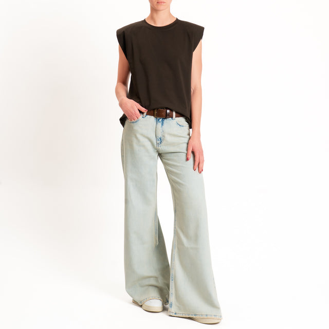 Haveone-T-shirt smanicata con spalline - moro
