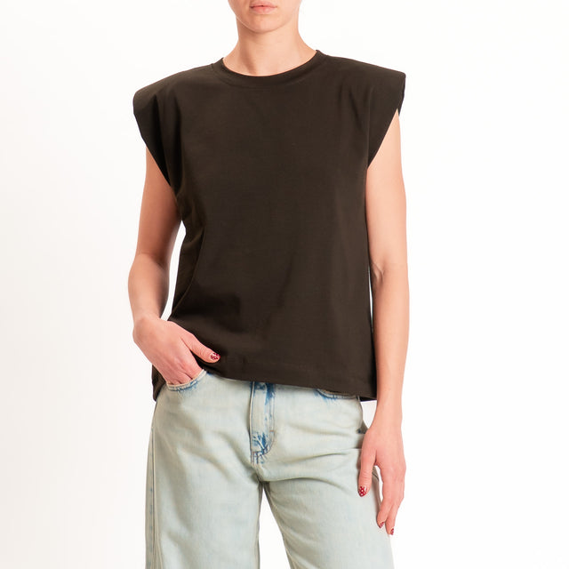 Haveone-T-shirt smanicata con spalline - moro