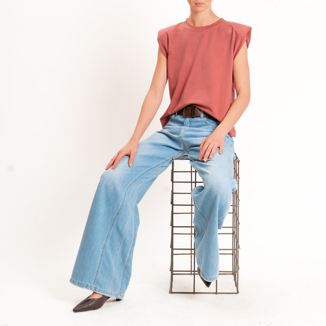 Haveone-T-shirt smanicata con spalline - lipstick