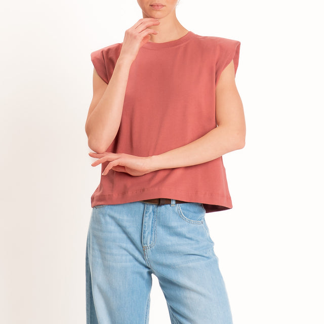 Haveone-T-shirt smanicata con spalline - lipstick