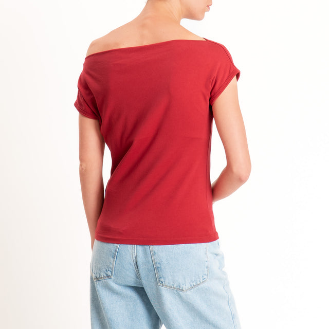 Haveone-T-shirt collo shiffer cotone elasticizzato - india