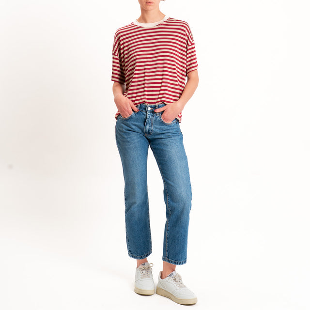 Haveone-T-shirt mezza manica a righe - burro/beige/india