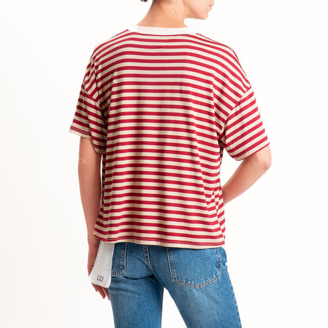 Haveone-T-shirt mezza manica a righe - burro/beige/india