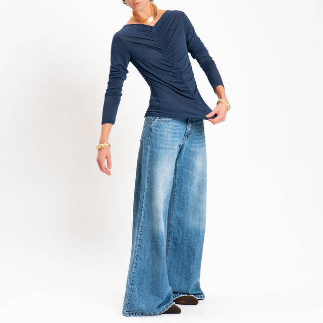 Haveone-T-shirt misto cashmere - blu