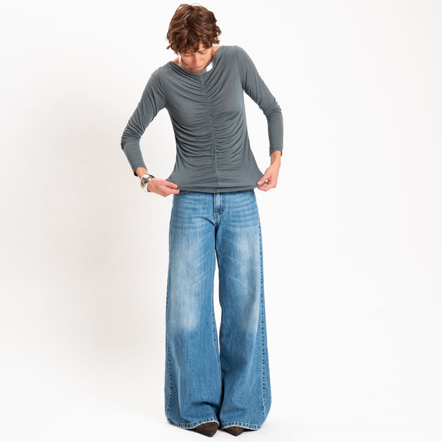 Haveone-T-shirt misto cashmere - grigio scuro