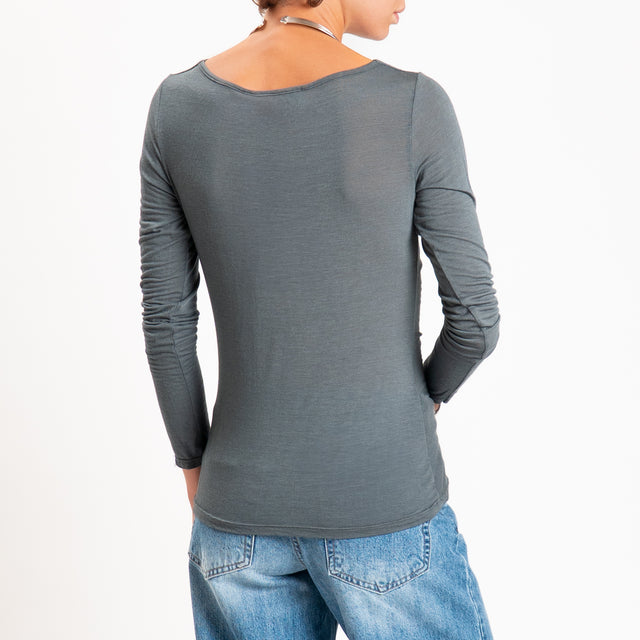 Haveone-T-shirt misto cashmere - grigio scuro