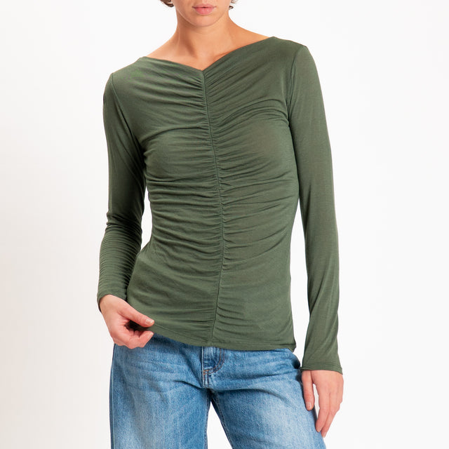 Haveone-T-shirt misto cashmere - verde muschio